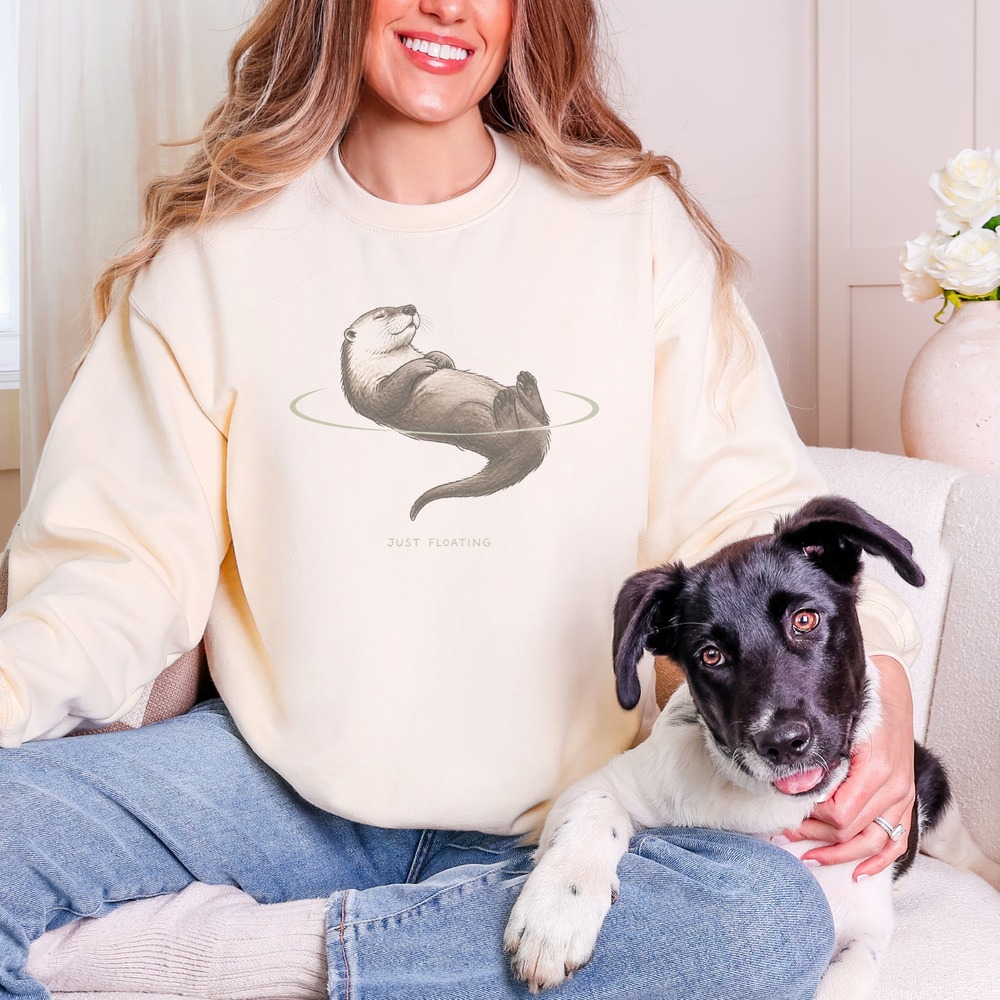 Just Floating Otter Drifting on His Back Sweatshirt